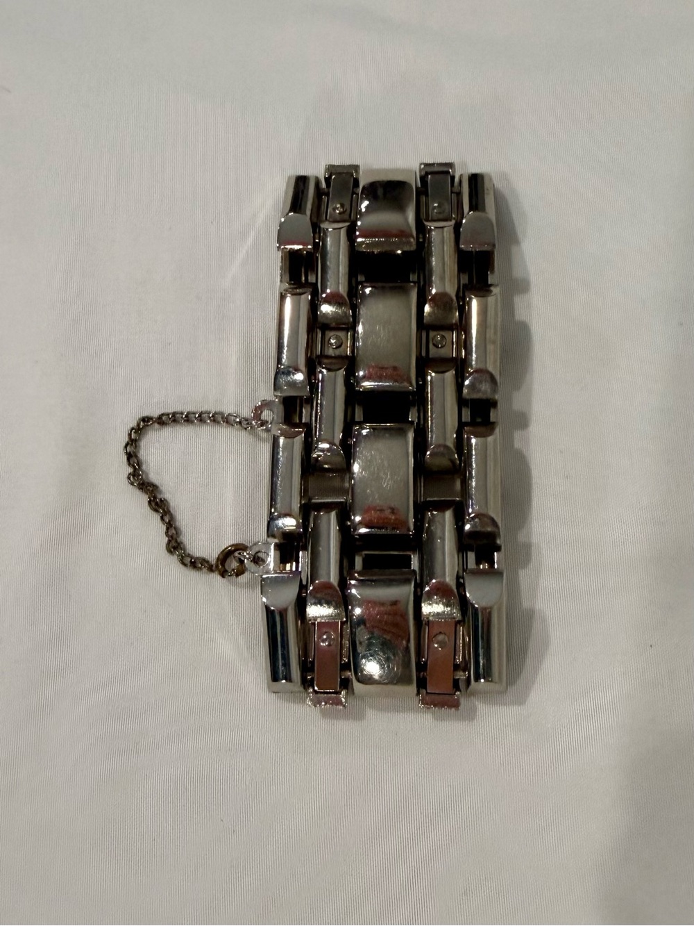Gunmetal Wide Link Punk Biker Y2K Grunge Chain Bracelet w/Clasp and Safety Chain